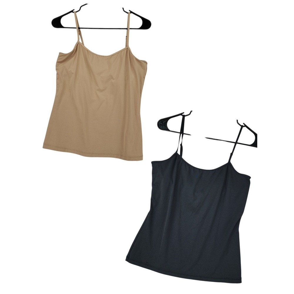 REI‎ Cami Tank Tops S Women Lot 2 Black Tan Adjustable Shelf Bra MTS Base Layer